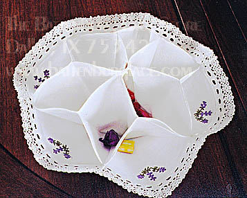 Candy Tray with Lavender. English Lace Trims