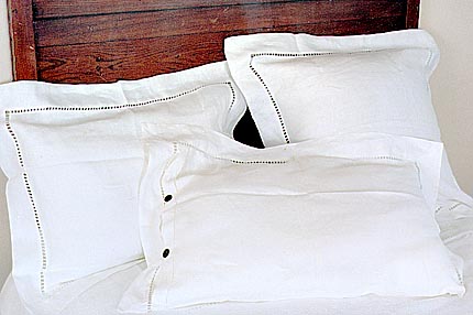 Linen Hemstitch Pillow Sham 26"x26"SQ. English Bone China color.