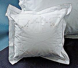 Baby pillow sham. Diamond Square hemstitch 12 inches square.